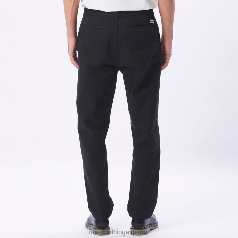 ropa OBEY pantalón hughes de sarga negro hombres 0RV2P962