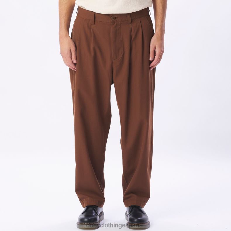ropa OBEY pantalón plisado fubar sepia hombres 0RV2P956