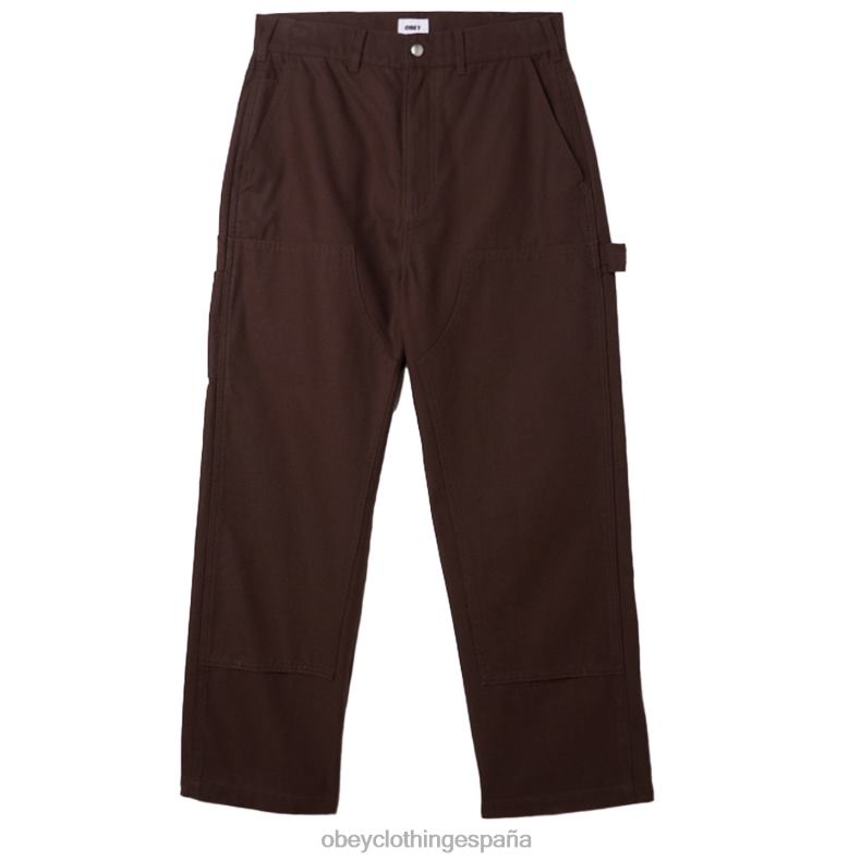 ropa OBEY pantalones hasta la rodilla dobles de sarga big timer java marrón hombres 0RV2P925