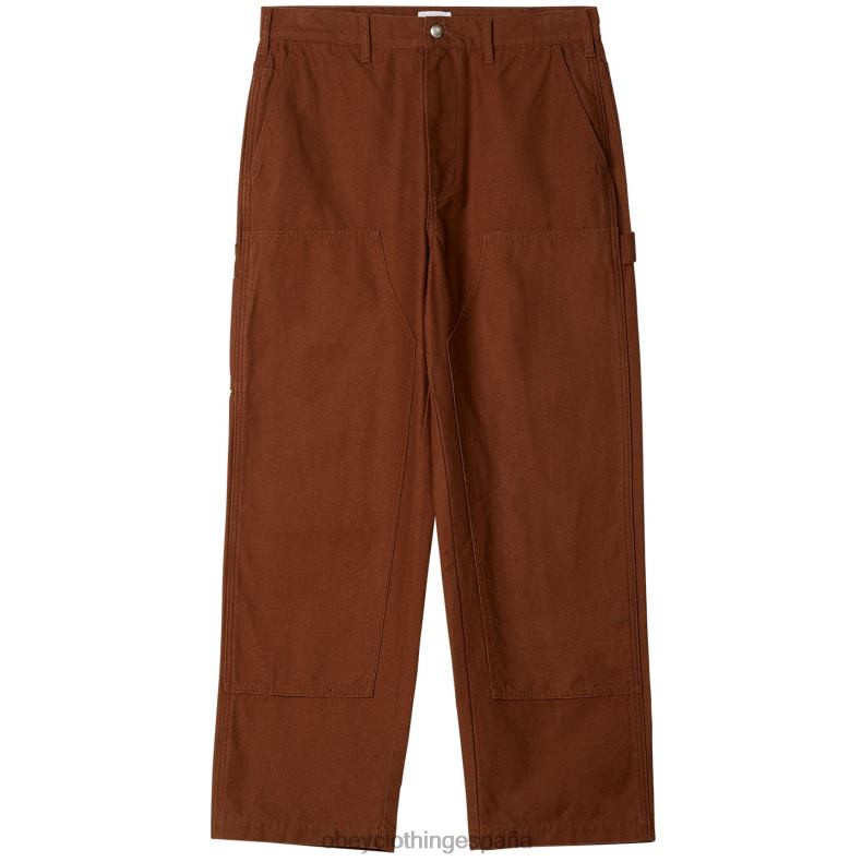 ropa OBEY pantalones hasta la rodilla dobles de sarga big timer sepia hombres 0RV2P923
