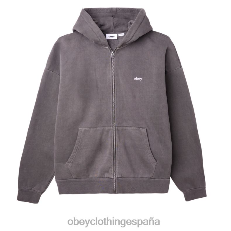 ropa OBEY capucha con cremallera pigmentada en minúsculas pigmento negro digital hombres 0RV2P978