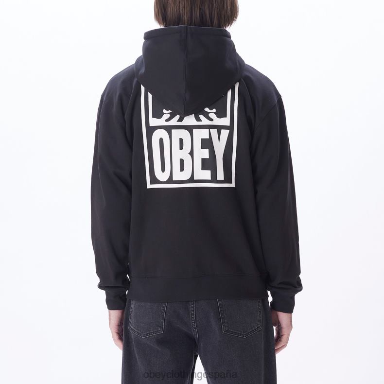 ropa OBEY capucha con cremallera premium con icono de ojos negro hombres 0RV2P988