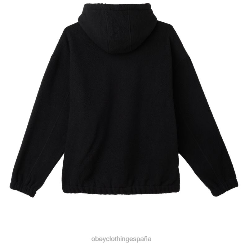 ropa OBEY capucha tipo jersey apilada extra pesada negro hombres 0RV2P996