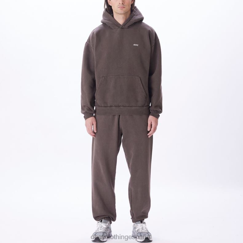 ropa OBEY capucha tipo jersey con pigmentos en minúsculas pigmento marrón java hombres 0RV2P980