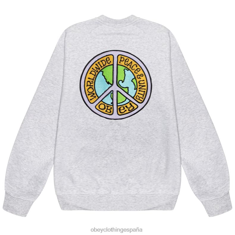 ropa OBEY cuello redondo paz y unidad cuero gris hombres 0RV2P1047