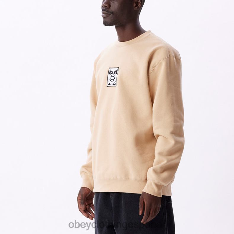 ropa OBEY icono de cuello redondo extra pesado leche de avena hombres 0RV2P999