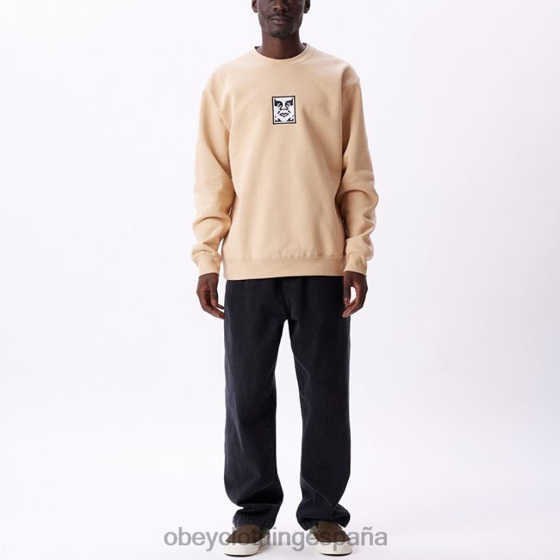 ropa OBEY icono de cuello redondo extra pesado leche de avena hombres 0RV2P999