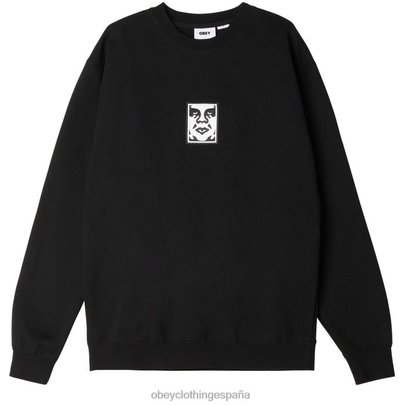 ropa OBEY icono de cuello redondo extra pesado negro hombres 0RV2P1000