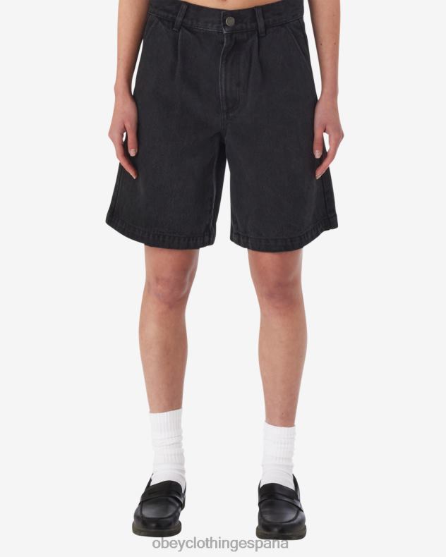ropa OBEY eli corto plisado negro descolorido mujer 0RV2P540