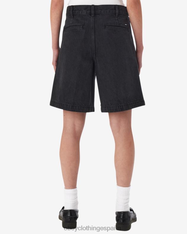 ropa OBEY eli corto plisado negro descolorido mujer 0RV2P540