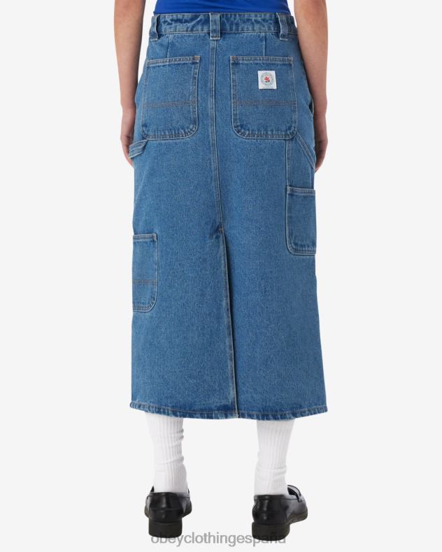 ropa OBEY falda midi de pintores índigo claro mujer 0RV2P531