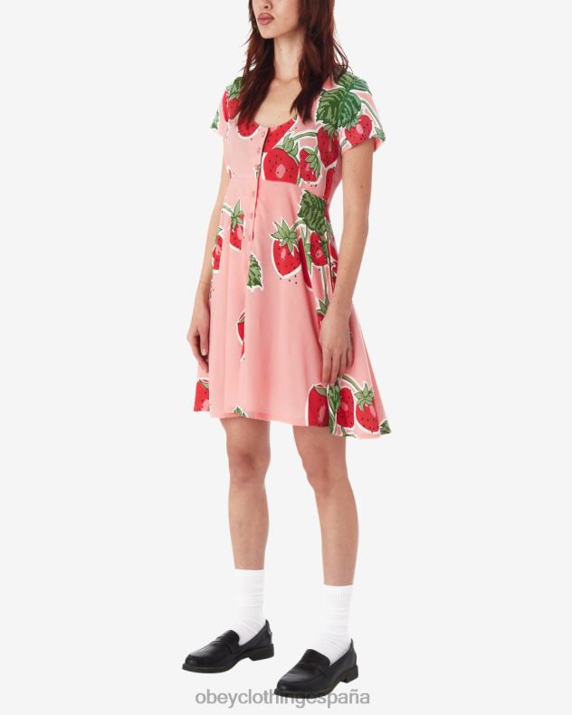 ropa OBEY vestido de bayas gigantes flamenco rosa multi mujer 0RV2P583