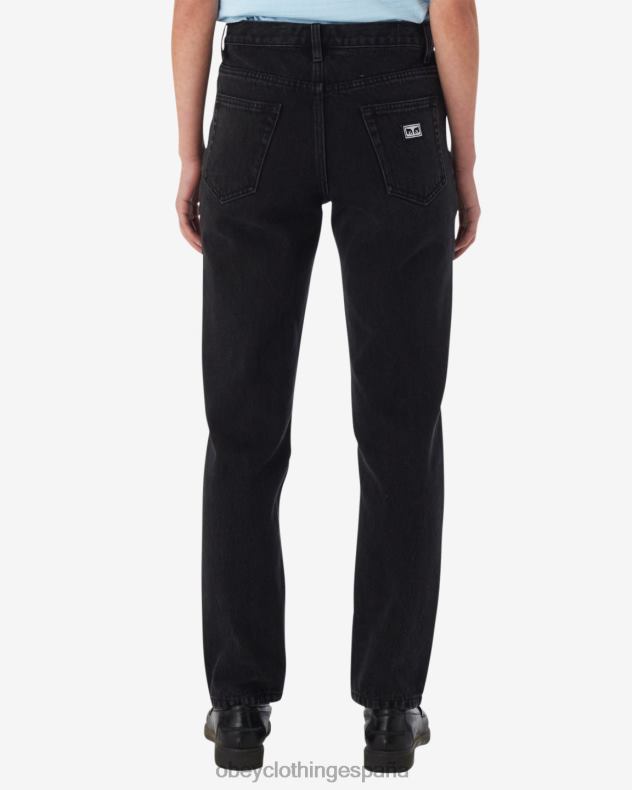 ropa OBEY mezclilla sin esfuerzo negro descolorido mujer 0RV2P515