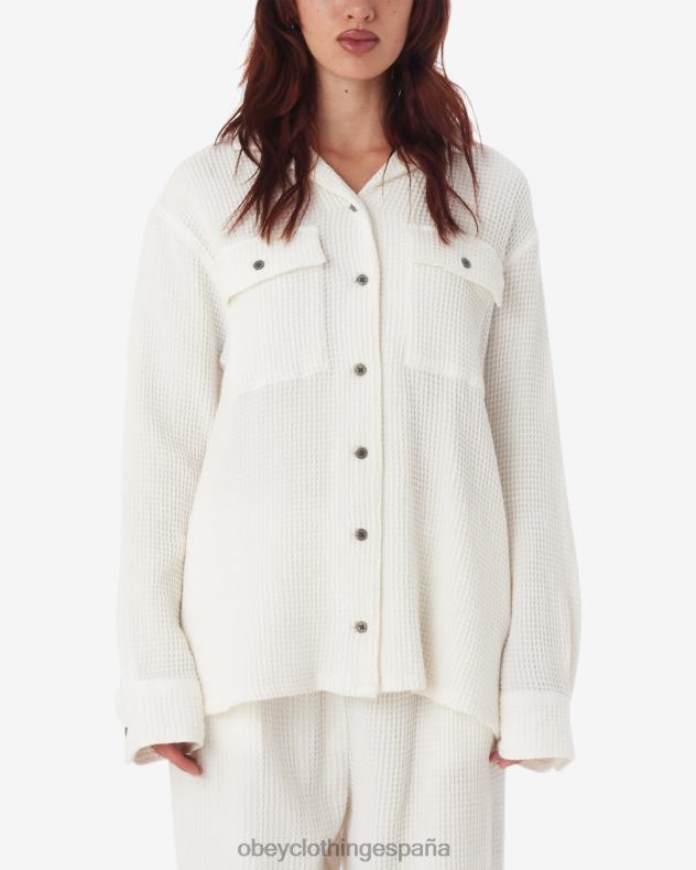 ropa OBEY camisa tipo gofre camille blanco apagado mujer 0RV2P554