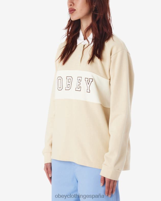 ropa OBEY polo de rugby de palisandro gris ostra mujer 0RV2P571