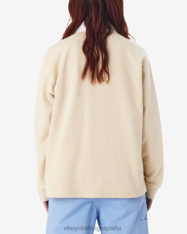 ropa OBEY polo de rugby de palisandro gris ostra mujer 0RV2P571