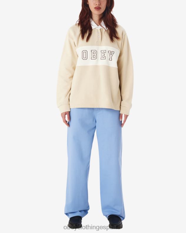 ropa OBEY polo de rugby de palisandro gris ostra mujer 0RV2P571