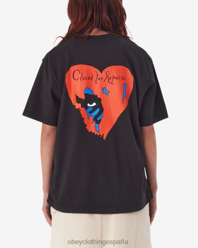 ropa OBEY Camiseta cerrada por reparaciones. pigmento negro digital mujer 0RV2P610