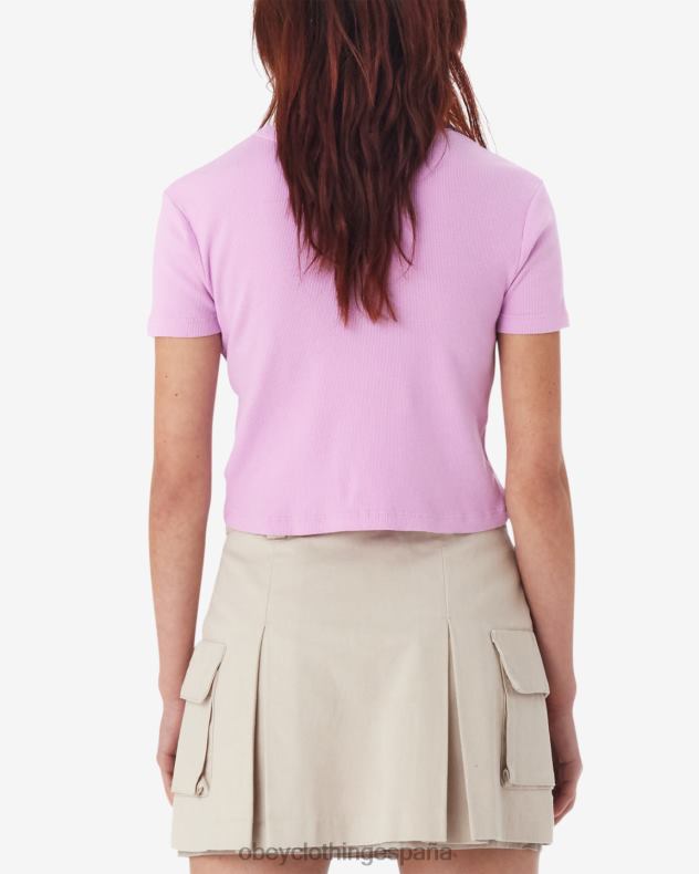 ropa OBEY camiseta corta de canalé con ángel de semitono lavanda pastel mujer 0RV2P603