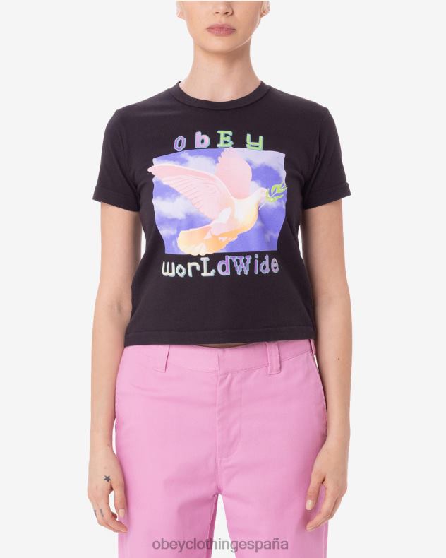 ropa OBEY camiseta paloma de la paz kaylin negro digital mujer 0RV2P607