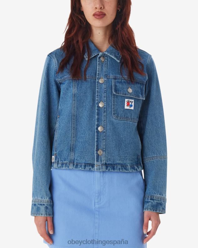 ropa OBEY chaqueta camisera reconstruida índigo claro mujer 0RV2P548