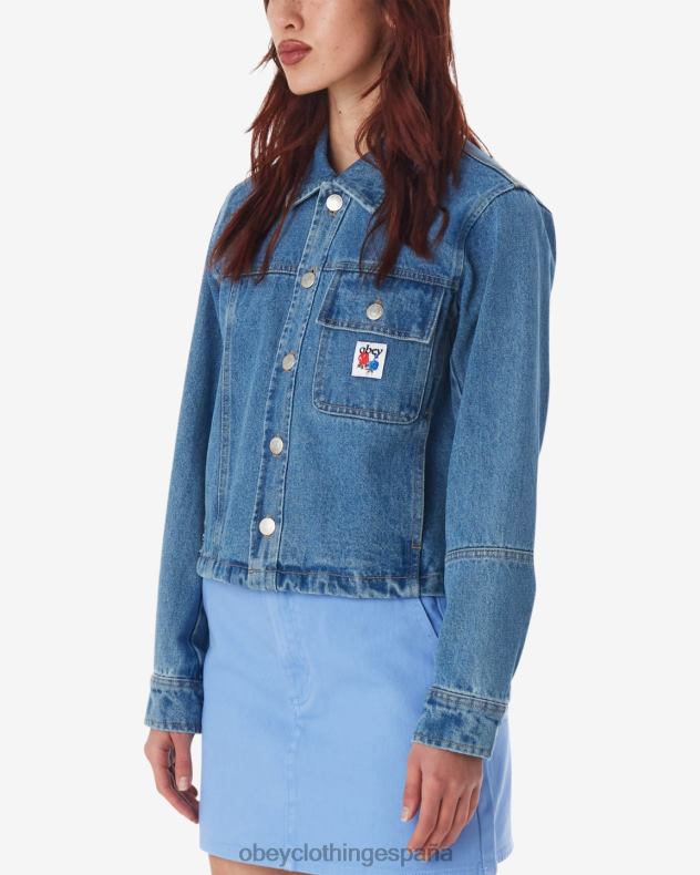 ropa OBEY chaqueta camisera reconstruida índigo claro mujer 0RV2P548