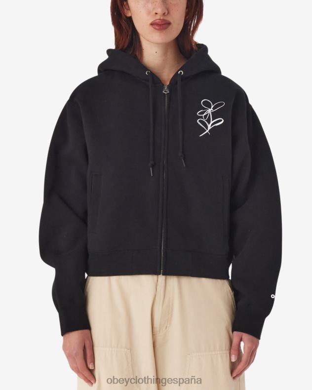 ropa OBEY capucha con cierre y cremallera con escritura de tiza negro mujer 0RV2P587