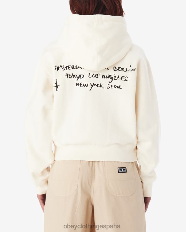 ropa OBEY capucha con cierre y cremallera con escritura de tiza sin blanquear mujer 0RV2P588