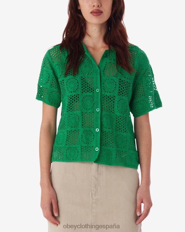 ropa OBEY suéter de punto de crochet agatha primavera verde mujer 0RV2P578