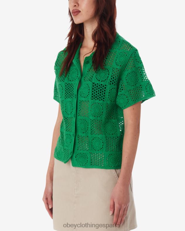 ropa OBEY suéter de punto de crochet agatha primavera verde mujer 0RV2P578