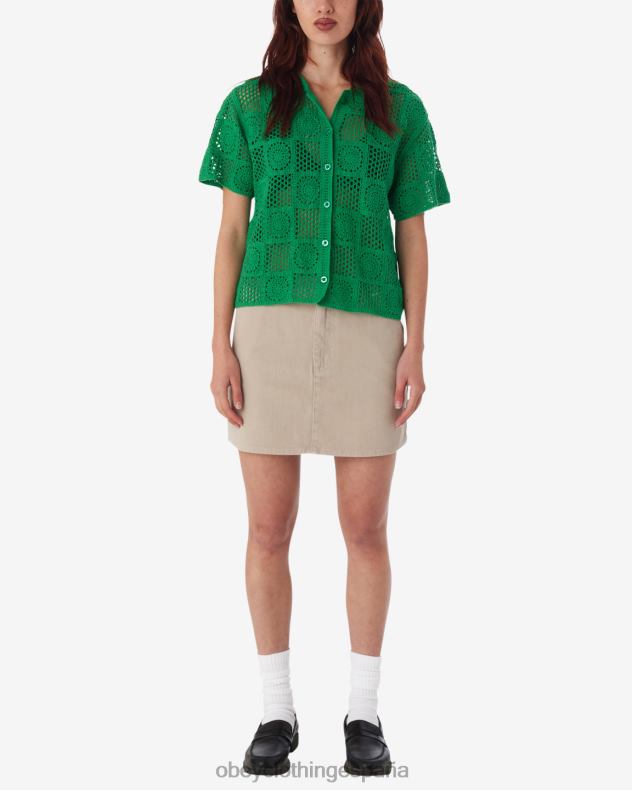 ropa OBEY suéter de punto de crochet agatha primavera verde mujer 0RV2P578