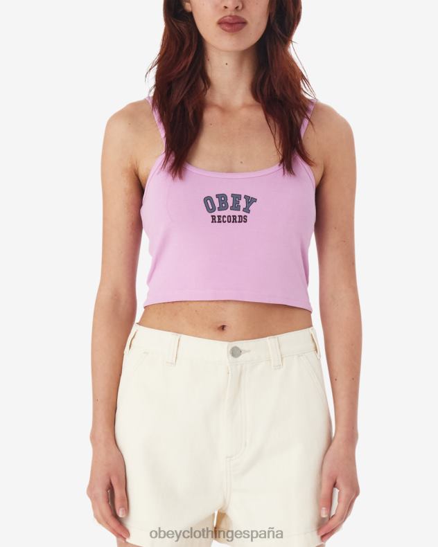 ropa OBEY Camiseta sin mangas con tirantes finos de College Records lavanda pastel mujer 0RV2P630