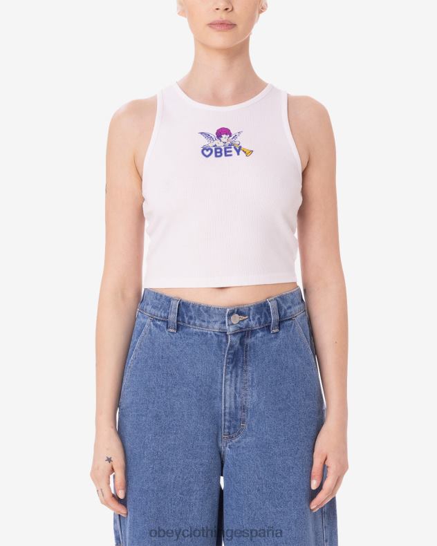 ropa OBEY tanque de costilla de corazón de querubín blanco mujer 0RV2P620