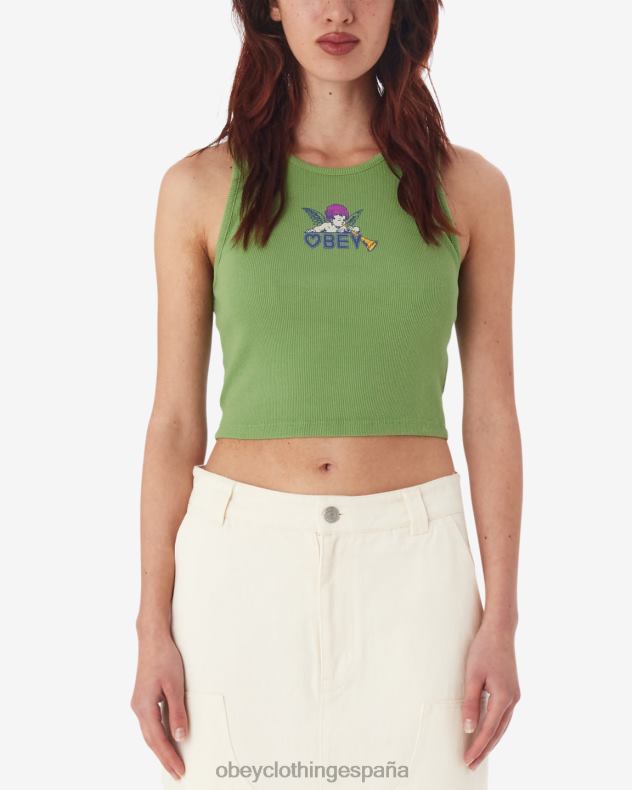 ropa OBEY tanque de costilla de corazón de querubín verde picante mujer 0RV2P619