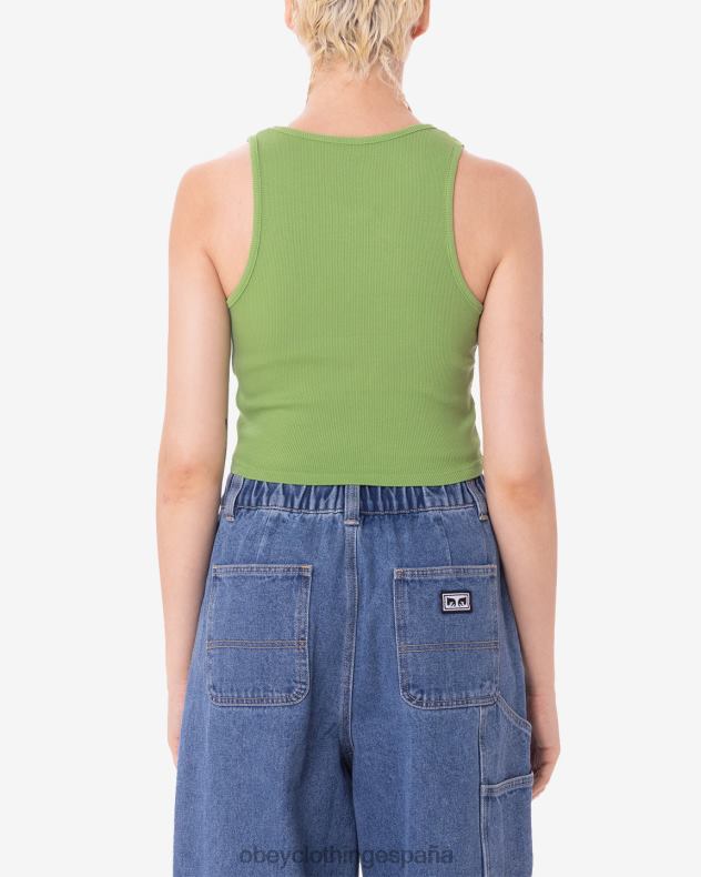 ropa OBEY tanque de costilla de doodle de flor de Sharpie verde picante mujer 0RV2P625