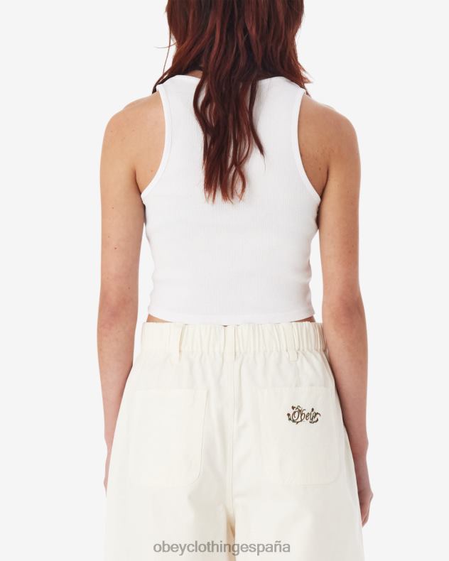 ropa OBEY tanque de costilla negrita iii blanco mujer 0RV2P622