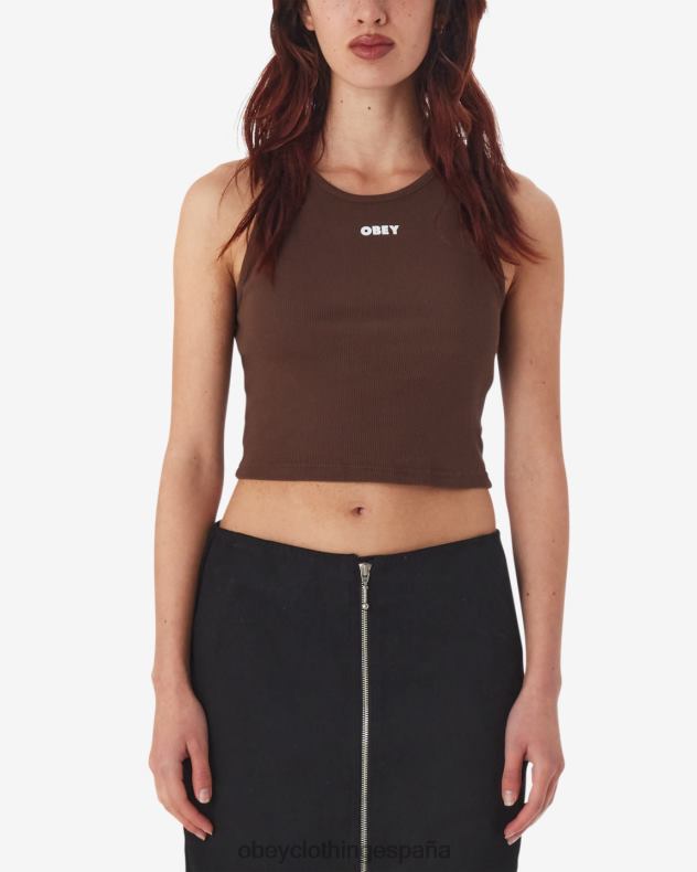ropa OBEY tanque de costilla negrita iii marron oscuro mujer 0RV2P621