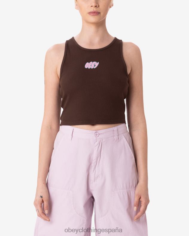 ropa OBEY tanque de costilla tipo burbuja marron oscuro mujer 0RV2P623