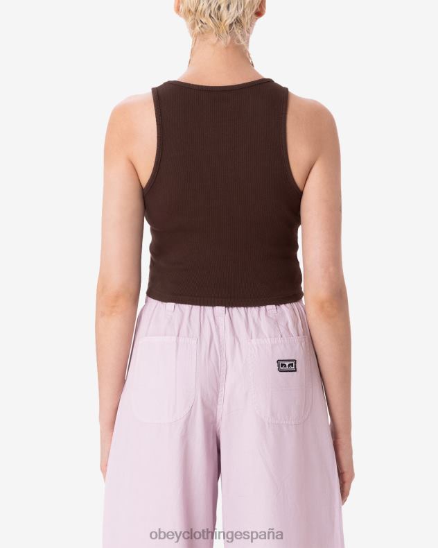 ropa OBEY tanque de costilla tipo burbuja marron oscuro mujer 0RV2P623