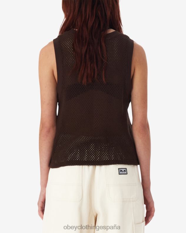 ropa OBEY tanque de malla hudson java marrón mujer 0RV2P559
