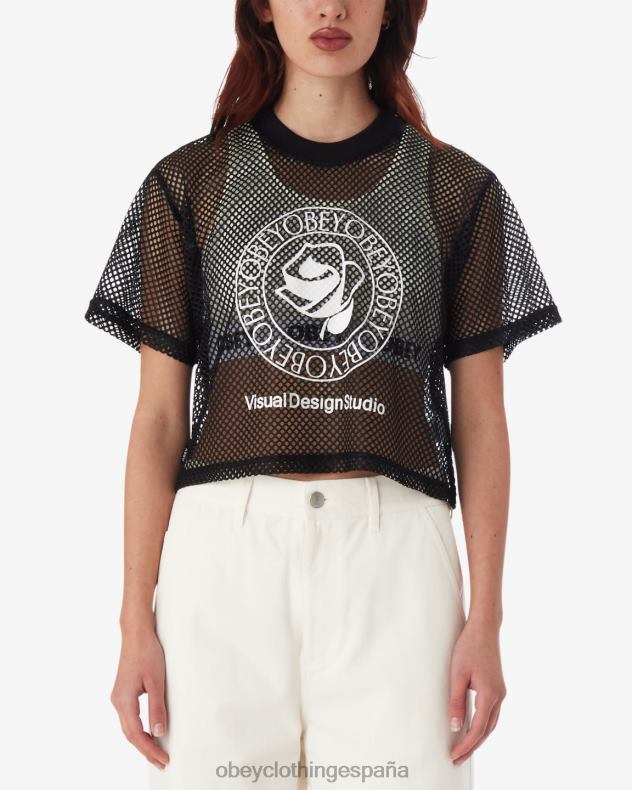 ropa OBEY top de malla rosa negro mujer 0RV2P569