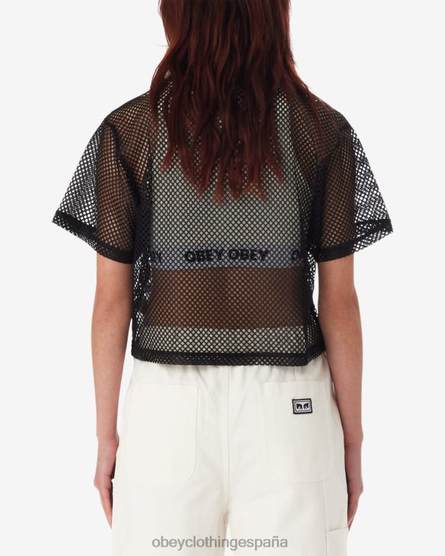 ropa OBEY top de malla rosa negro mujer 0RV2P569