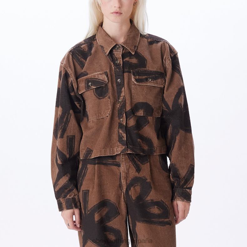 ropa OBEY camisa de pana nabi catechu madera multi mujer 0RV2P660