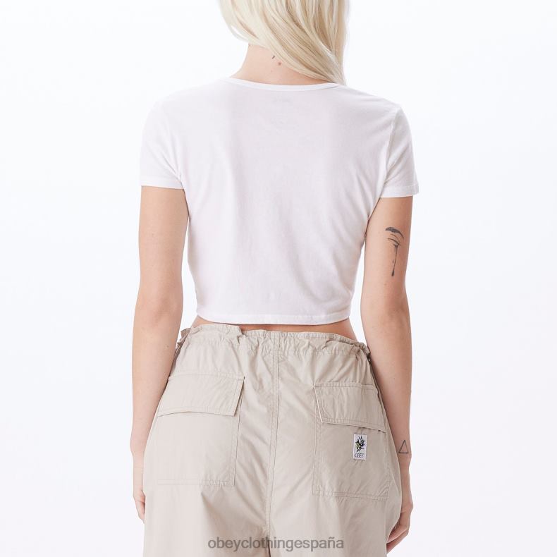 ropa OBEY camiseta ajustada Chloe corta de House of Butterfly blanco mujer 0RV2P735
