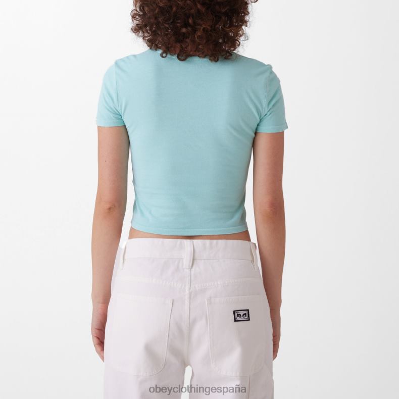 ropa OBEY camiseta ajustada Chloe corta de House of Butterfly turquesa pastel mujer 0RV2P734