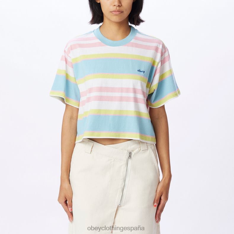 ropa OBEY camiseta corta a rayas ariella cielo azul multi mujer 0RV2P728