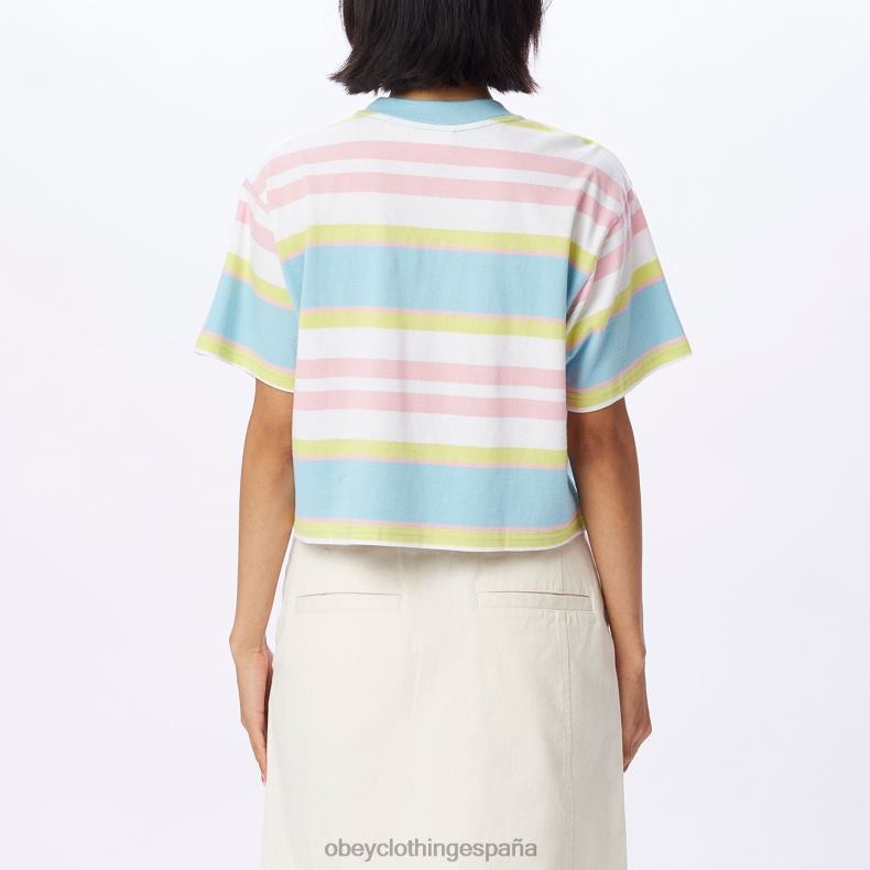 ropa OBEY camiseta corta a rayas ariella cielo azul multi mujer 0RV2P728