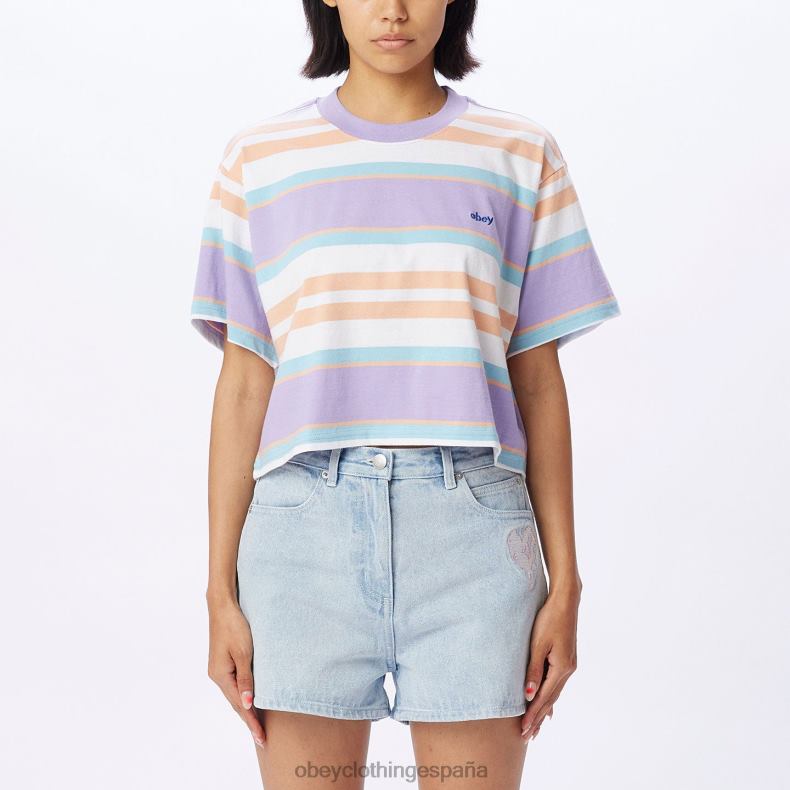 ropa OBEY camiseta corta a rayas ariella lavanda digital multi mujer 0RV2P727