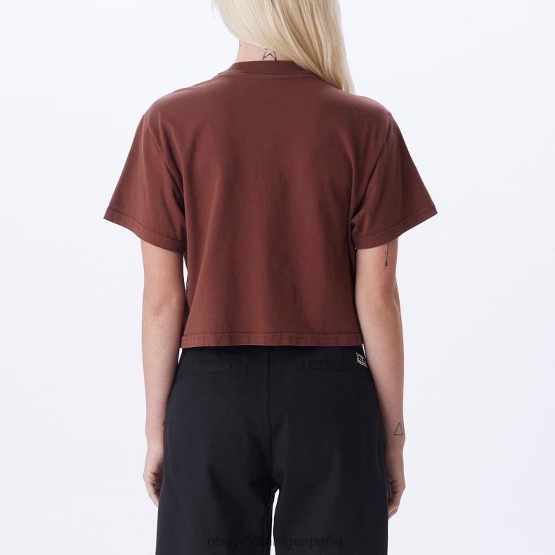 ropa OBEY camiseta corta de fin de semana con graffiti sepia mujer 0RV2P732