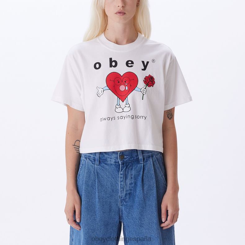 ropa OBEY camiseta corta siempre diciendo lo siento el fin de semana blanco mujer 0RV2P733